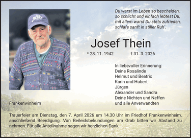 Du warst im Leben so bescheiden