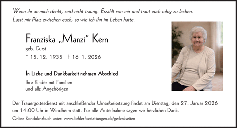 Wenn ihr an mich denkt