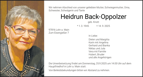 Wir nehmen Abschied von unserer geliebten Mutter