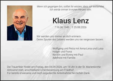 Wenn ich gegangen bin, solltet ihr wissen