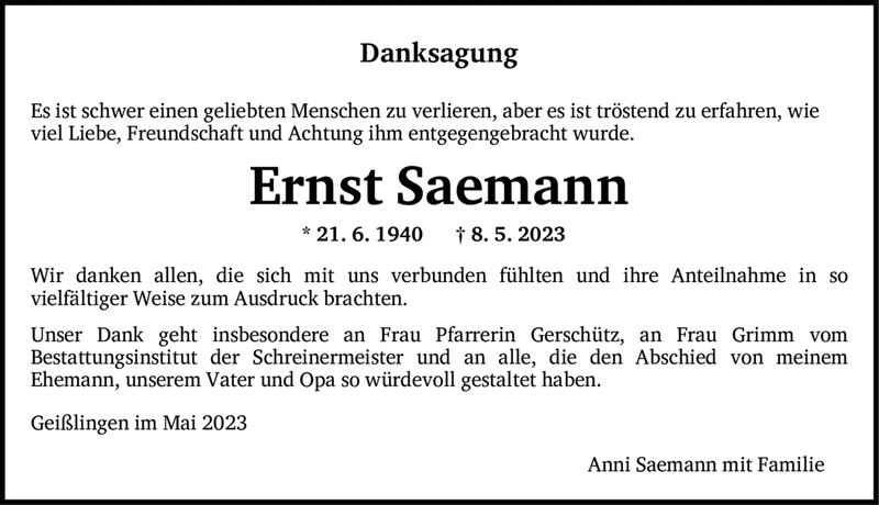  Foto zu Danksagung Es ist schwer einen geliebten Menschen zu verlieren 