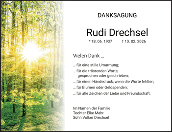 DANKSAGUNG Rudi Drechsel * 18