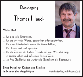Danksagung Thomas Hauck Vielen Dank