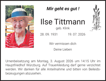 Mir geht es gut ! Ilse Tittmann geb