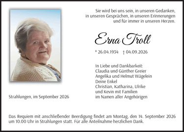 Sie wird bei uns sein, in unseren Gedanken