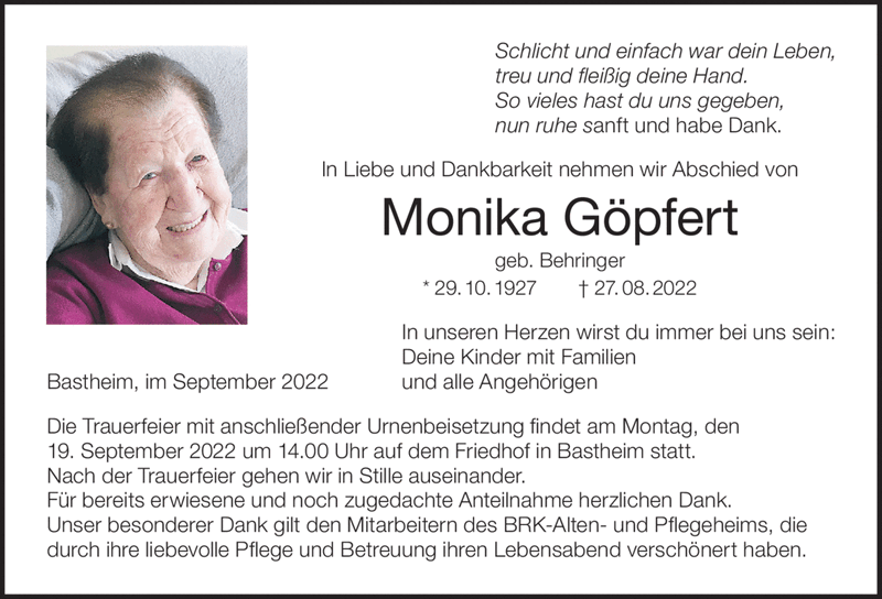 Schlicht und einfach war dein Leben