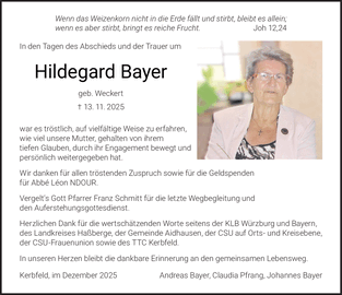 Wenn das Weizenkorn nicht in die Erde fällt und stirbt