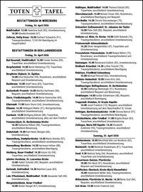 BESTATTUNGEN IN W&Uuml;RZBURG Freitag