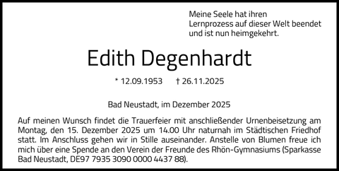 Meine Seele hat ihren Lernprozess auf dieser Welt beendet und ist nun