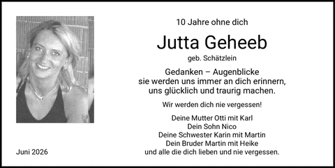 10 Jahre ohne dich Jutta Geheeb geb