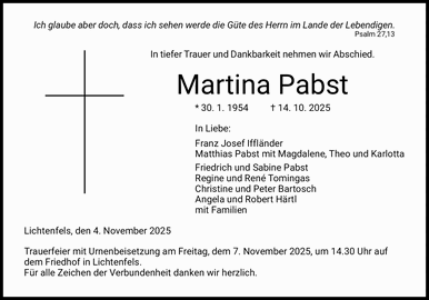 Ich glaube aber doch, dass ich sehen werde die Güte des Herrn im Lande der