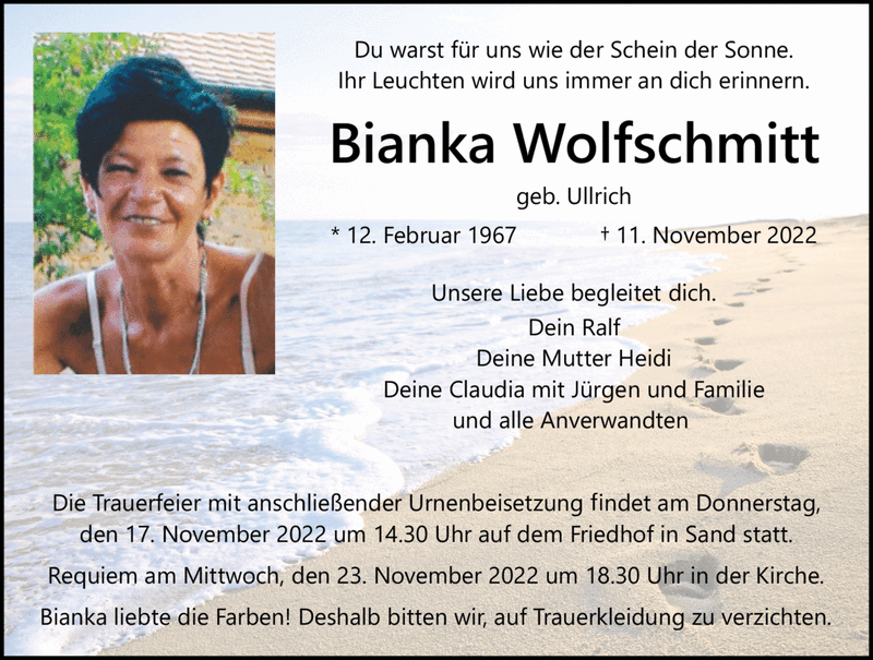 Du warst für uns wie der Schein der Sonne