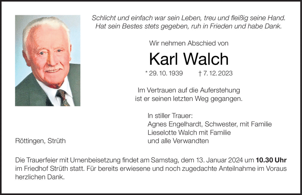 Schlicht und einfach war sein Leben