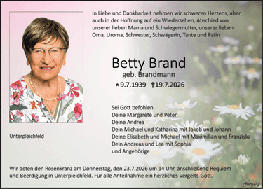 In Liebe und Dankbarkeit nehmen wir schweren Herzens
