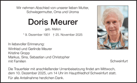 Wir nehmen Abschied von unserer lieben Mutter