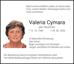 Nach einem erf&uuml;llten Leben ist meine liebe Frau