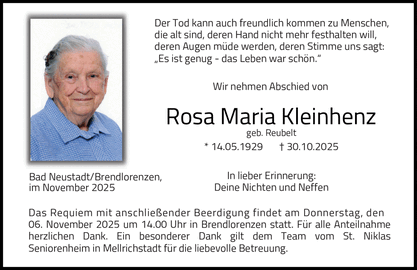 Der Tod kann auch freundlich kommen zu Menschen