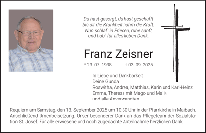 Du hast gesorgt, du hast geschafft bis dir die Krankheit nahm die Kraft