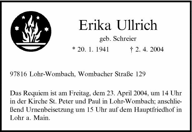 Erika Ullrich geb. Schreier *       -  Erika Ullrich geb. Schreier *