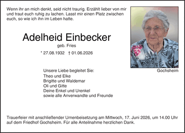 Wenn ihr an mich denkt