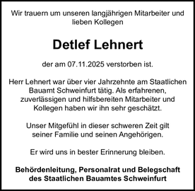 Wir trauern um unseren langjährigen Mitarbeiter und lieben Kollegen Detlef
