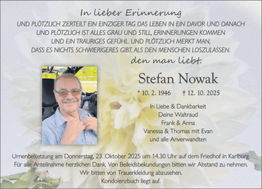 In lieber Erinnerung UND PLÖTZLICH ZERTEILT EIN EINZIGER TAG DAS LEBEN IN EIN