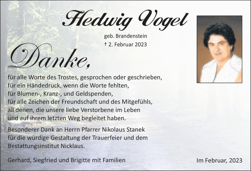 Hedwig Vogel Danke, geb