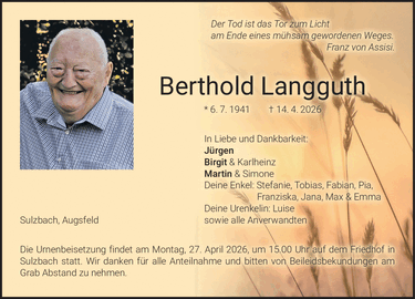 Der Tod ist das Tor zum Licht am Ende eines m&uuml;hsam gewordenen Weges