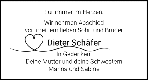 F&uuml;r immer im Herzen. Wir nehmen Abschied von meinem lieben Sohn und Bruder