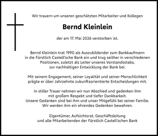 Wir trauern um unseren gesch&auml;tzten Mitarbeiter und Kollegen Bernd Kleinlein