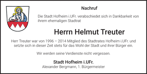 Nachruf Die Stadt Hofheim i
