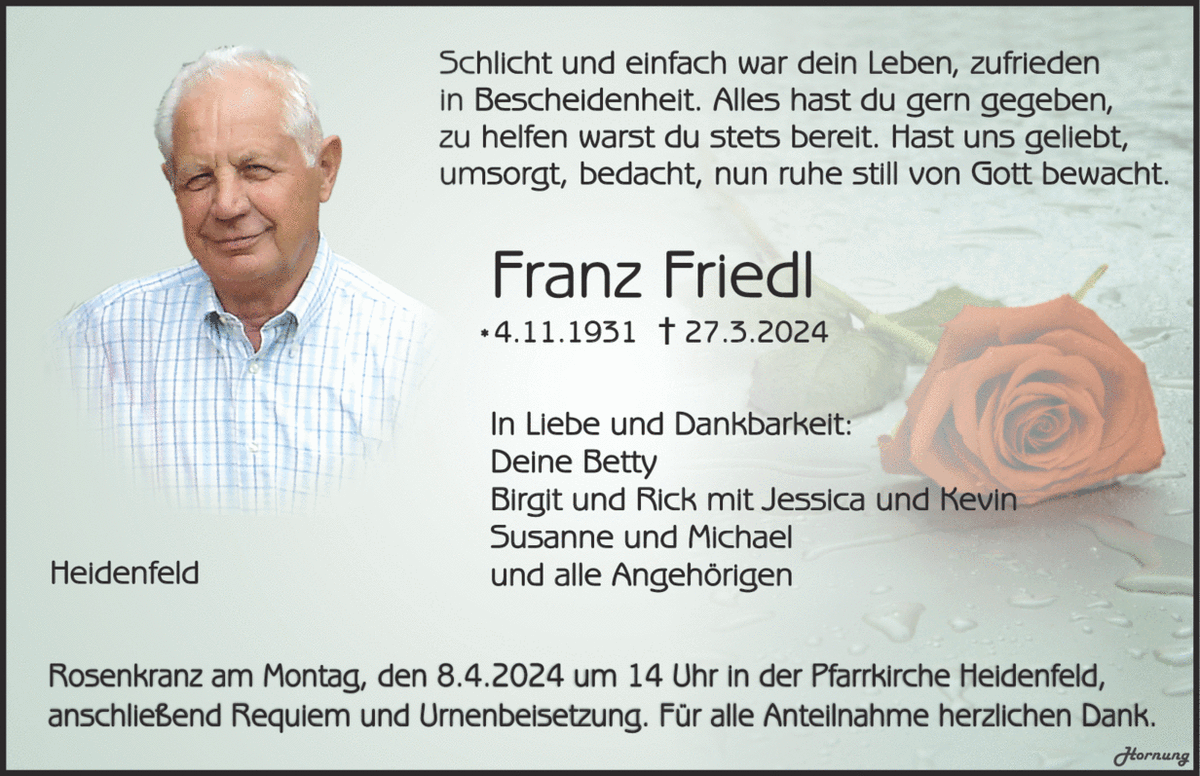 Schlicht und einfach war dein Leben