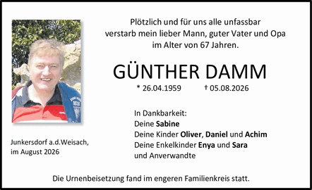Pl&ouml;tzlich und f&uuml;r uns alle unfassbar verstarb mein lieber Mann