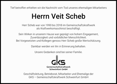 Tief betroffen erhielten wir die Nachricht vom Tod unseres ehemaligen