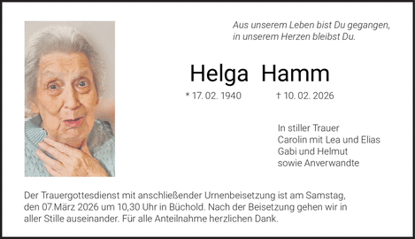 Aus unserem Leben bist Du gegangen