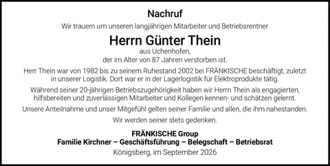 Nachruf Wir trauern um unseren langj&auml;hrigen Mitarbeiter und Betriebsrentner