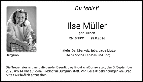 Du fehlst! Ilse M&uuml;ller geb