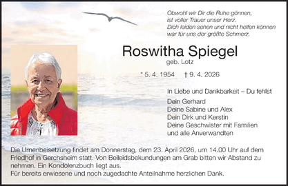 Obwohl wir Dir die Ruhe g&ouml;nnen