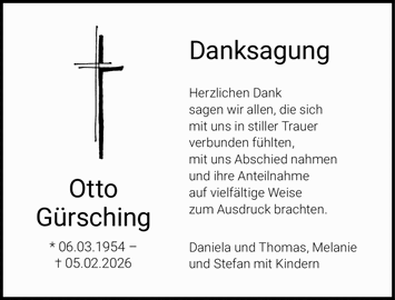 Danksagung Otto G&uuml;rsching * 06