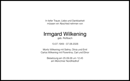 In tiefer Trauer, Liebe und Dankbarkeit m&uuml;ssen wir Abschied nehmen von Irmgard