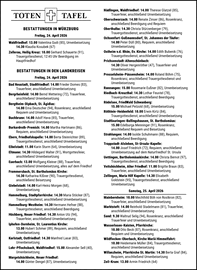 BESTATTUNGEN IN W&Uuml;RZBURG Freitag