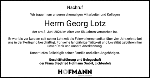 Nachruf Wir trauern um unseren ehemaligen Mitarbeiter und Kollegen Herrn Georg