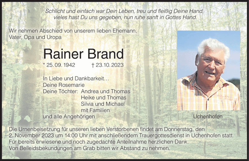 Schlicht und einfach war Dein Leben