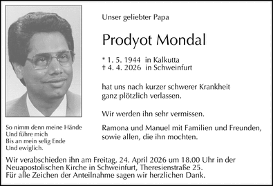 Unser geliebter Papa Prodyot Mondal * 1