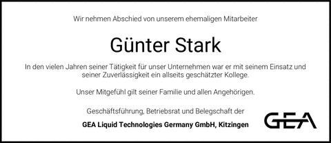 Wir nehmen Abschied von unserem ehemaligen Mitarbeiter G&uuml;nter Stark In den