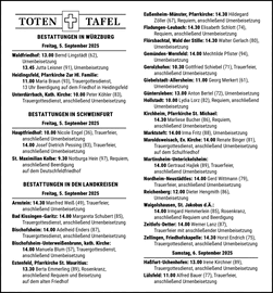 BESTATTUNGEN IN WÜRZBURG Freitag BESTATTUNGEN IN WÜRZBURG Freitag