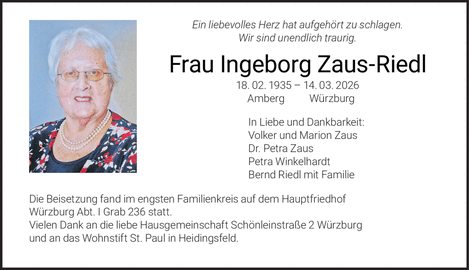 Ein liebevolles Herz hat aufgeh&ouml;rt zu schlagen