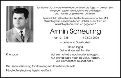 Ich danke Dir, Du warst mein Leben