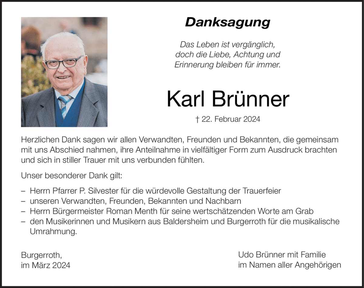 Danksagung Das Leben ist vergänglich