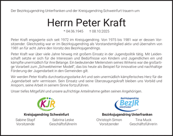 Der Bezirksjugendring Unterfranken und der Kreisjugendring Schweinfurt trauern